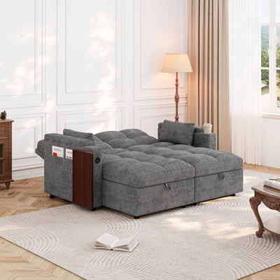 Canapé d'angle multifonctionnel avec rangement, canapé moderne en chenille de 168 cm