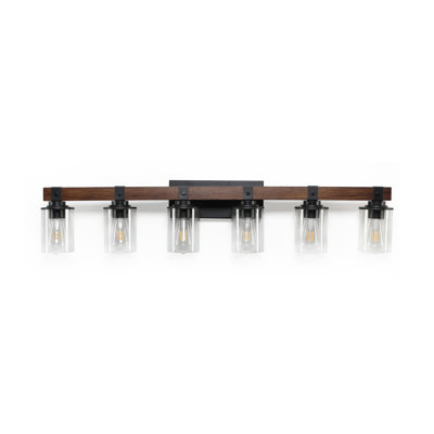 Applique murale rustique pour salle de bain 42 po à 6 lumières avec décorations en bois 42 po
