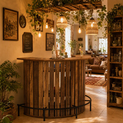 47.24" Mini Home Bar Table, L-Shaped Bar Cabinet