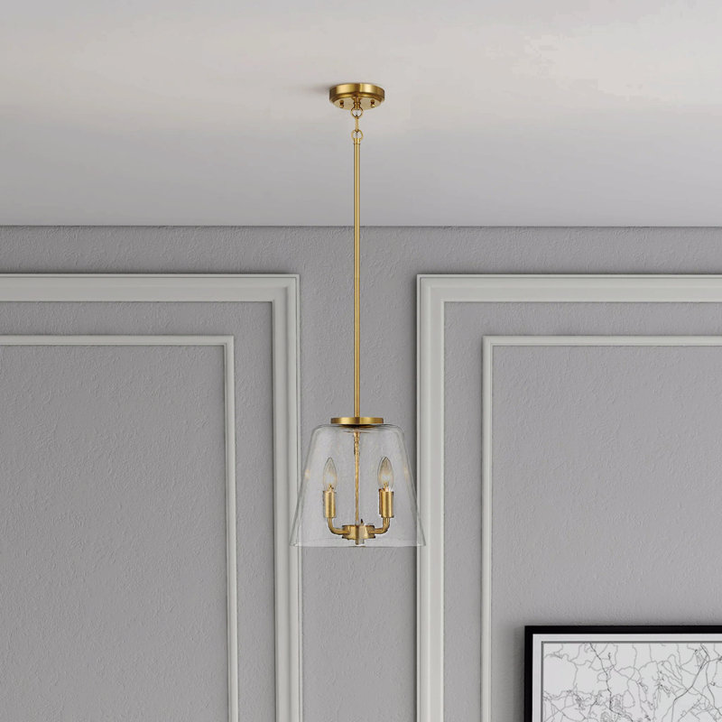 Quatre luminaires suspendus avec verre transparent, Doré