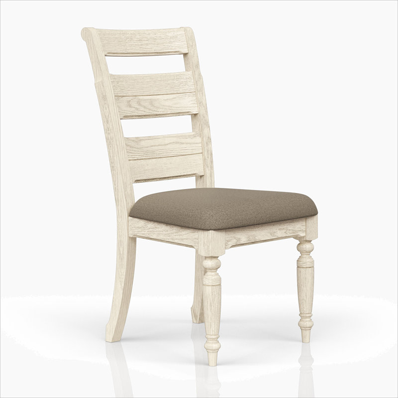 Chaise d'appoint à dossier échelle - Finition blanchie (ensemble de 2), Blanc