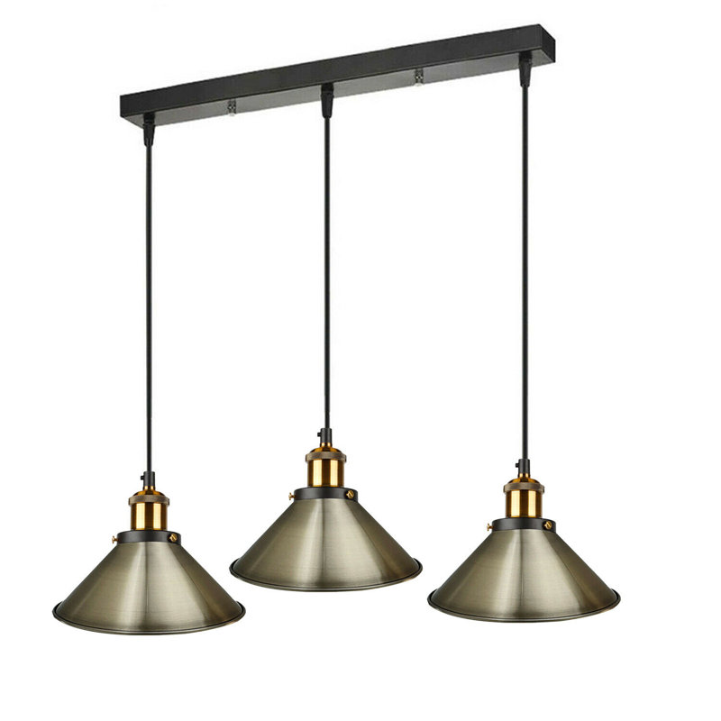 Mcreynolds 3 - Light Kitchen Island Pendant, Green Brass