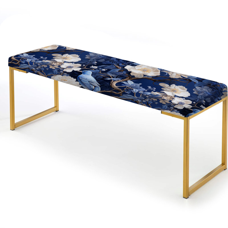 Banc floral rembourré or, Cobalt Blue Chinoiserie Ii Victorian