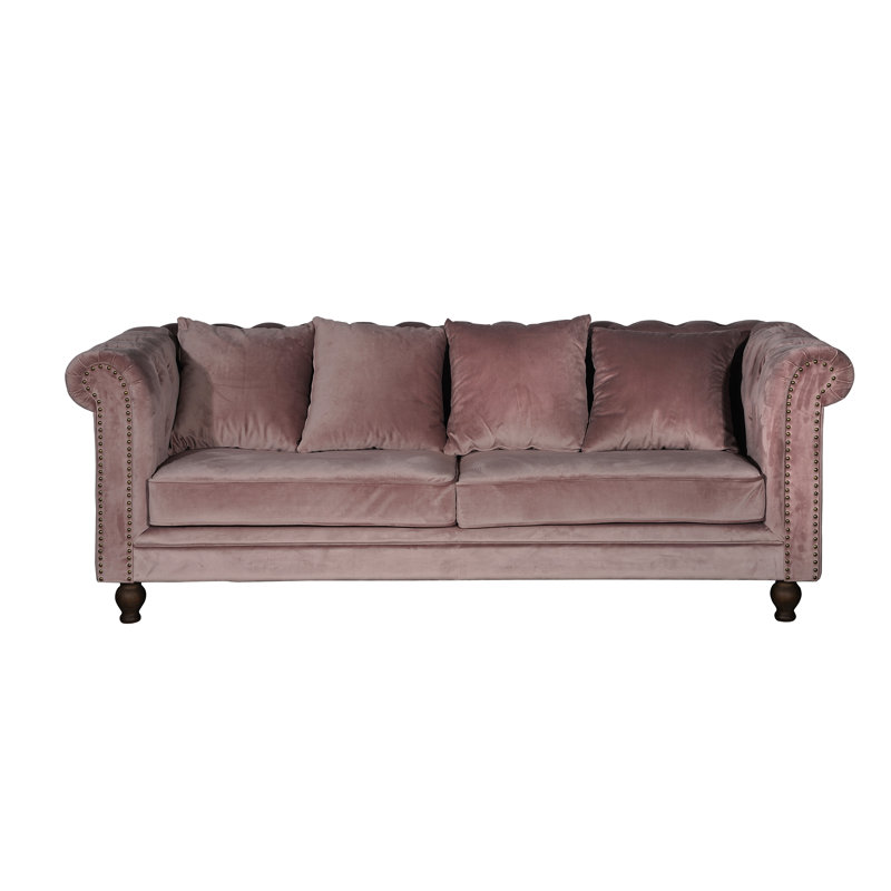 Fenella Velvet Sofa, Dusty Pink