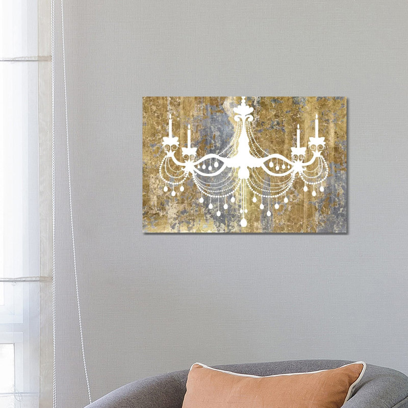 Gilded Chandelier by Wild Apple Portfolio - Wrapped Canvas Painting, 66.04 cm H x 45.72 cm W, White Floater Framed