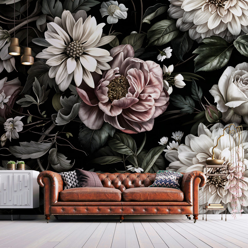 Papier peint floral Moody, L 200 po x L 120 po