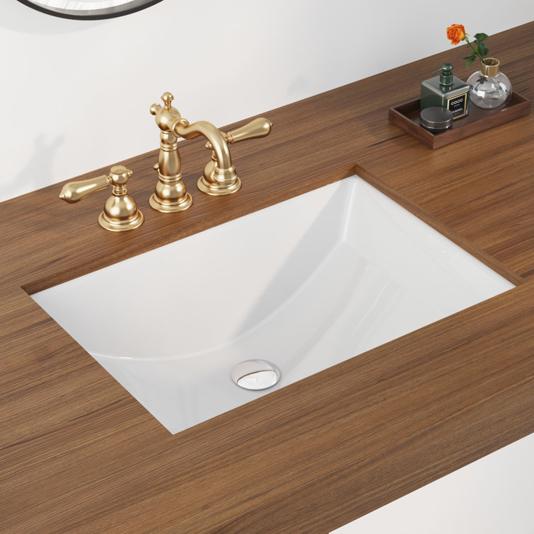 DeerValley Ally 21" X 15'' Rectangular Vitreous China Undermount Bathroom Sink with Overflow