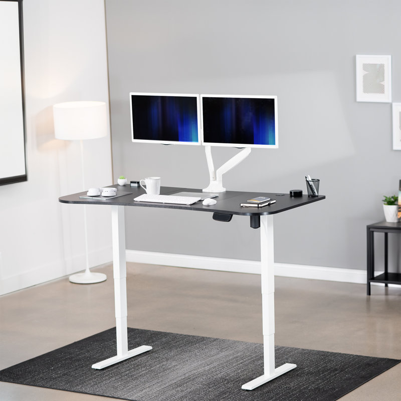 Adjustable Height 63'' Black and White Electric Standing Desk