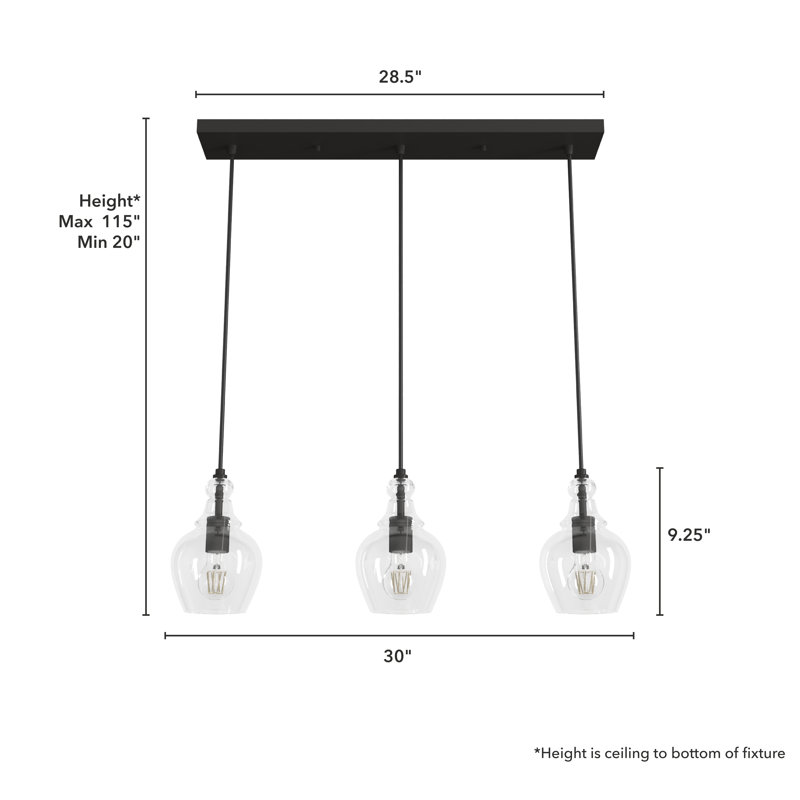 Maple Park 3 Light Linear Bell Pendant, Noble Bronze