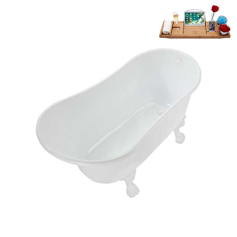 51.2'' x 25.6'' Soaking Acrylic Bathtub, Glossy White, Glossy White