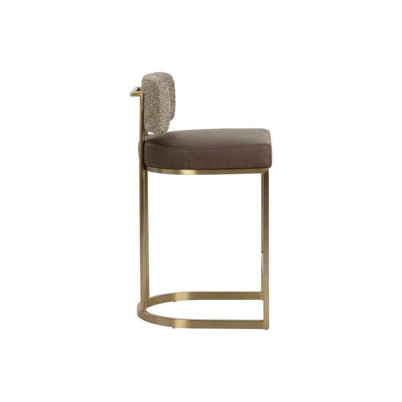 Bellatrix Upholstered Bar Stool with Metal Frame, Bravo Black/Halton Birch, Counter Stool (26.5" Seat Height)