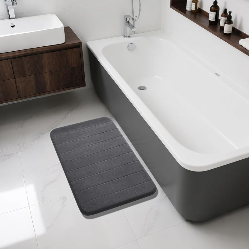 Tapis de bain en mousse viscoélastique lavable à la machine, 36 po x 24 po, Gris foncé