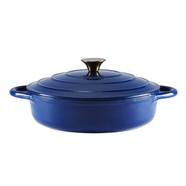 Velaze Cast Iron, Braising Pan Oval, Classic Red Enamel Dutch Oven, 2.5 L 