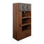 Armoire de cuisine de 70,87 po de hauteur avec tablette de rangement coulissante multi-fonctionnelle multi-niveaux, 1 tiroir, avec porte en verre à cadre en aluminium, cloche à nourriture autoportante avec support à micro-ondes pour salle à manger