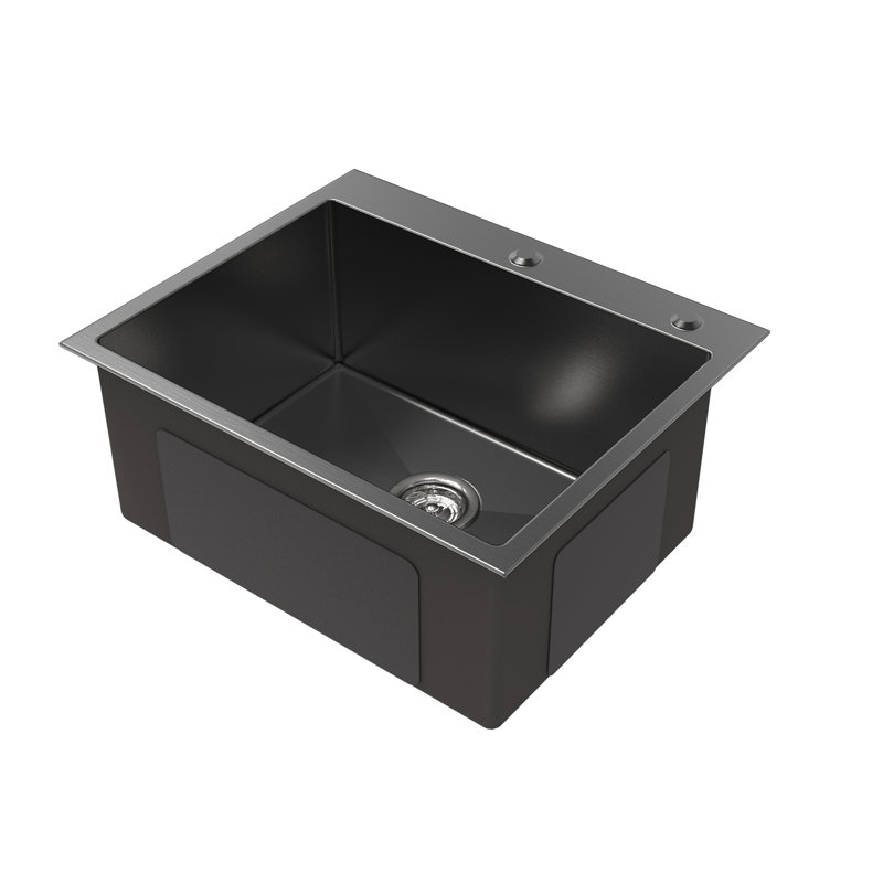 Évier de cuisine à cuve simple en acier inoxydable 23 po L