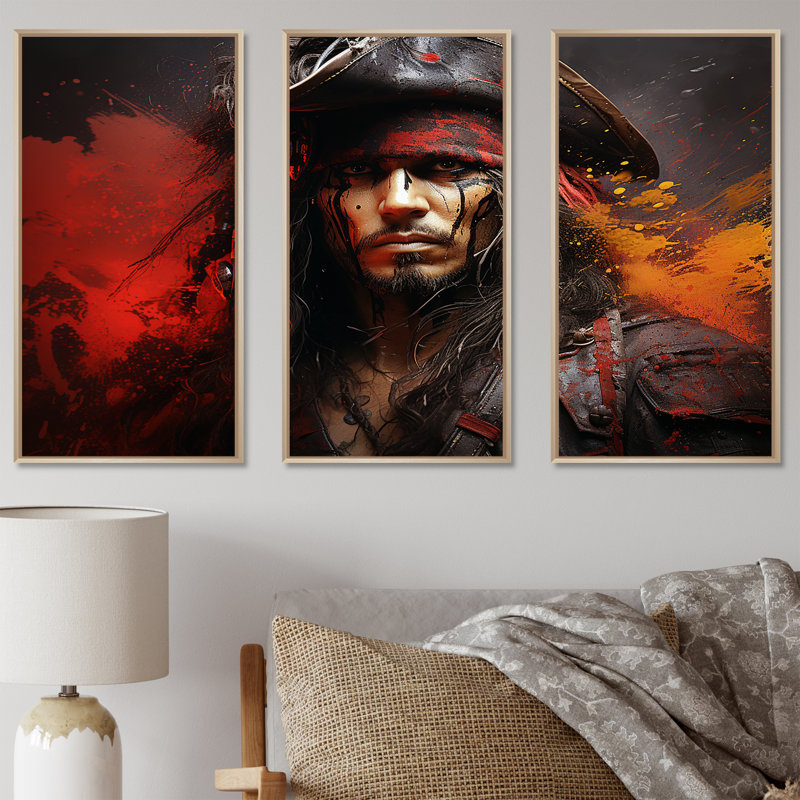 Ensemble de décoration murale Pirates Corsairs, H 40 po x l 60 po x P 1 po, Cadre naturel flottant