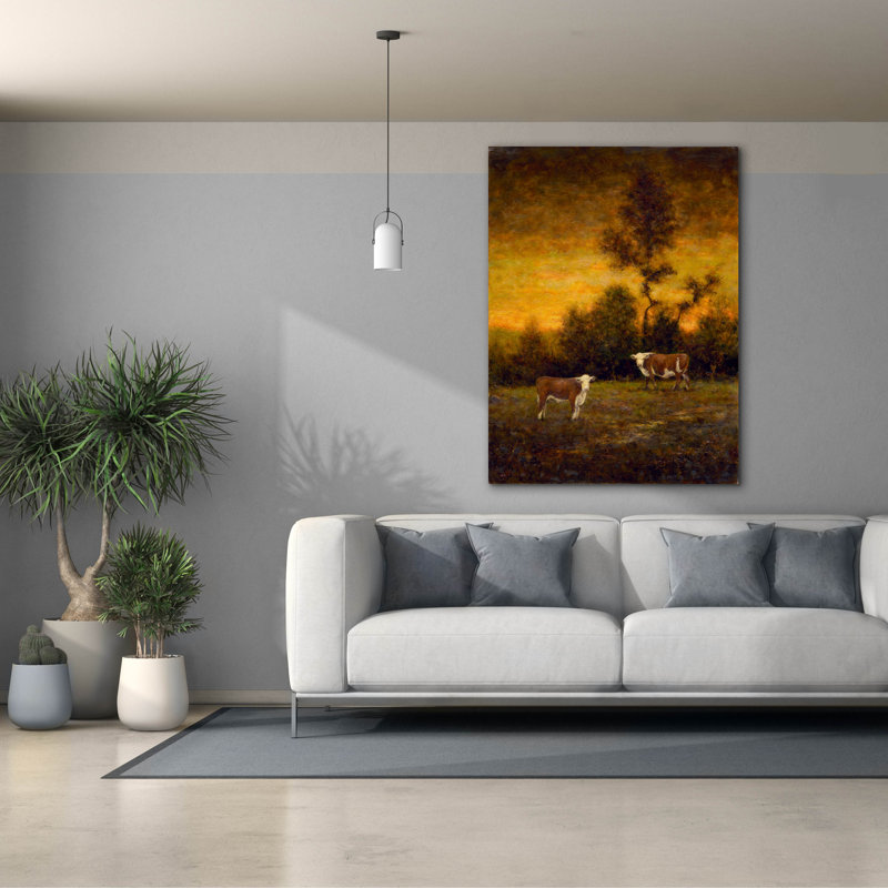 Toile épique «Cowsiness In Gold» par Michael Fratrich, 40 po x 54 po