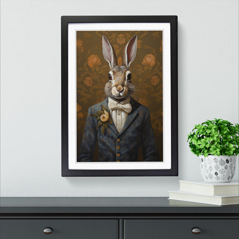 Hare Gothic - Framed Print, Black, 46cm H x 34cm W x 2cm D