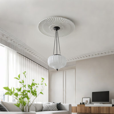 Grand luminaire suspendu en verre de lait