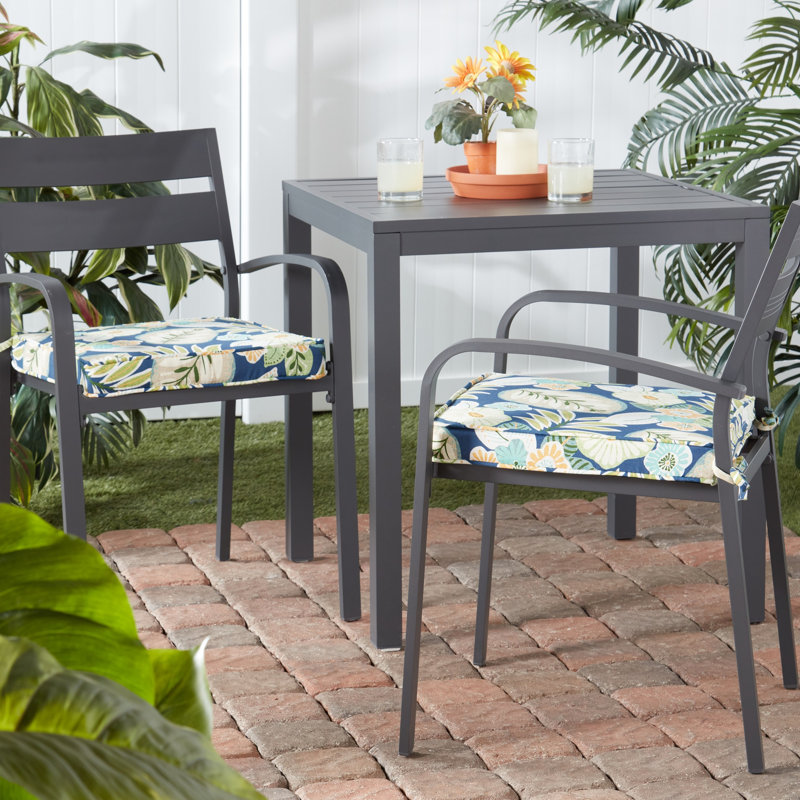 Outdoor Dining Chair Seat Pad, Marlow Blue Floral
