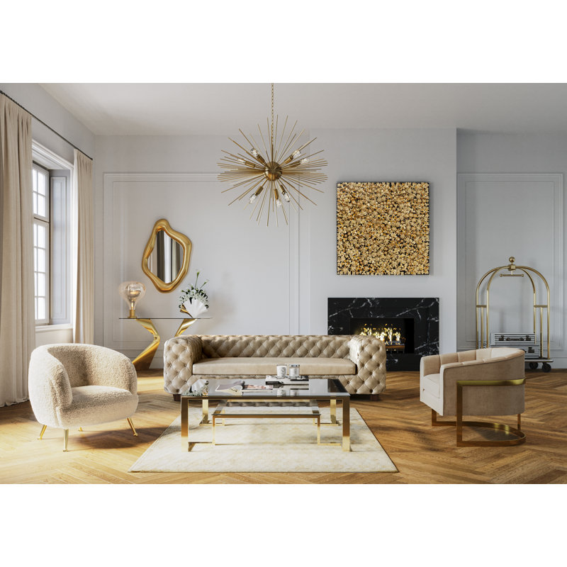 Object Picture Gold Flower, Gold, 120cm H x 120cm W x 8cm D