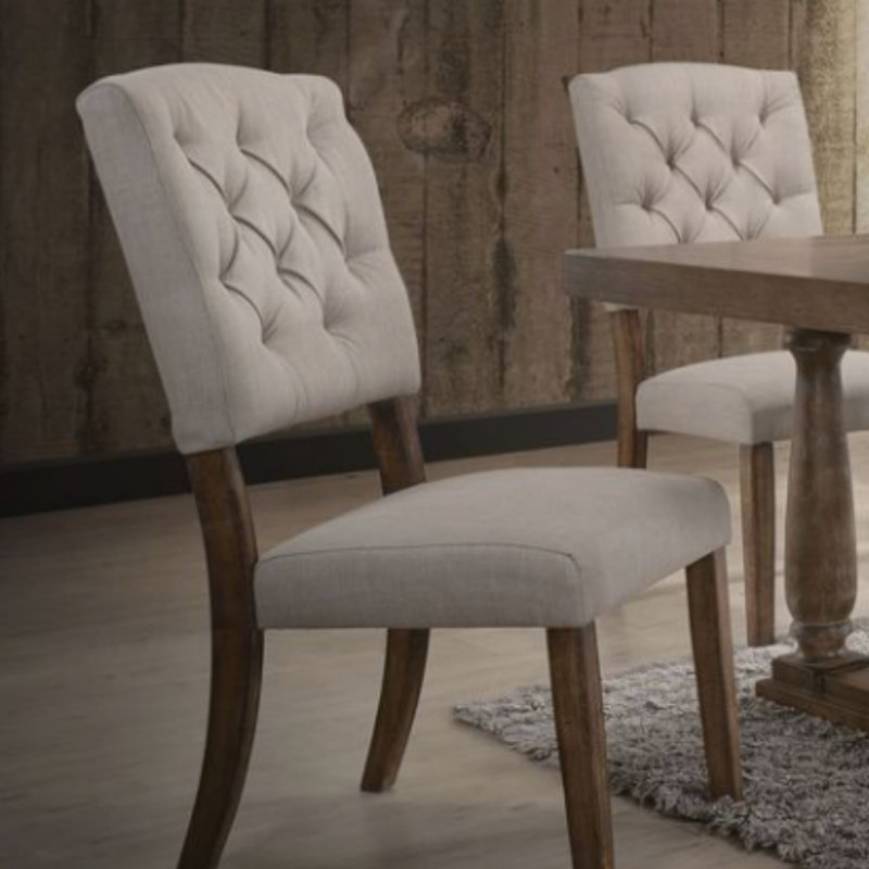 Ensemble de salle à manger Bernard de 7 pièces avec base à tréteaux classique et chaises capitonnées pour des repas élégants, ensemble de table de salle à manger Bernard