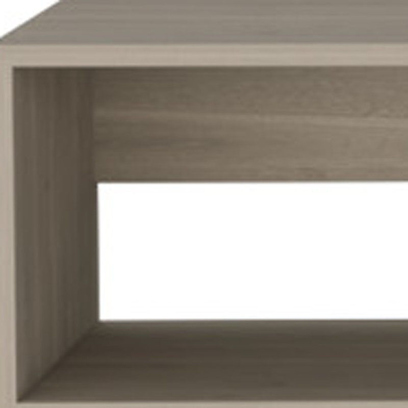Meuble télé 59 po, Engineered Wood, White/Oak, 10.42"H x 59.13"L x 12.63"W