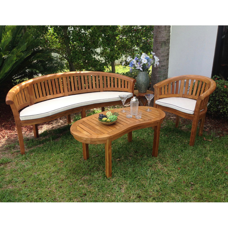 Banc de jardin teck Meyer, H 34 po x l 74 po x P 34 po