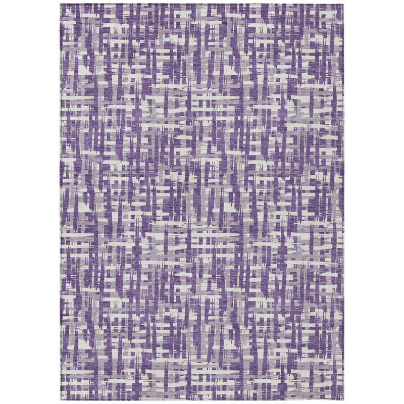 HomeRoots 3' X 5' Purple And Lavender Abstract Washable Indoor Outdoor Area Rug