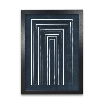 Lino Style Blue Geometric Lines - Print