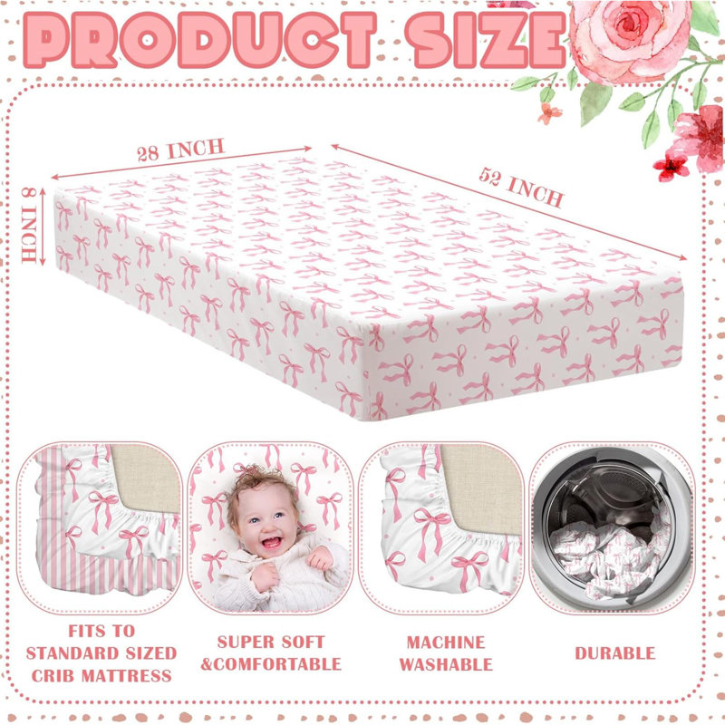 Ensemble de 2 draps de lit de bébé pour ensemble de draps Coquette pour matelas de lit de bébé standard