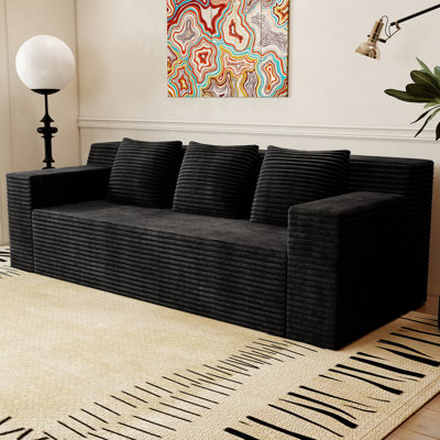 71" Love Seat Couches, Corduroy Boneless Loveseat with Deep Seats, 2 Seat Couch Apartment Size Couch with 3 Pillows&Side Pockets for Bedroom, Office, No Assembly Required