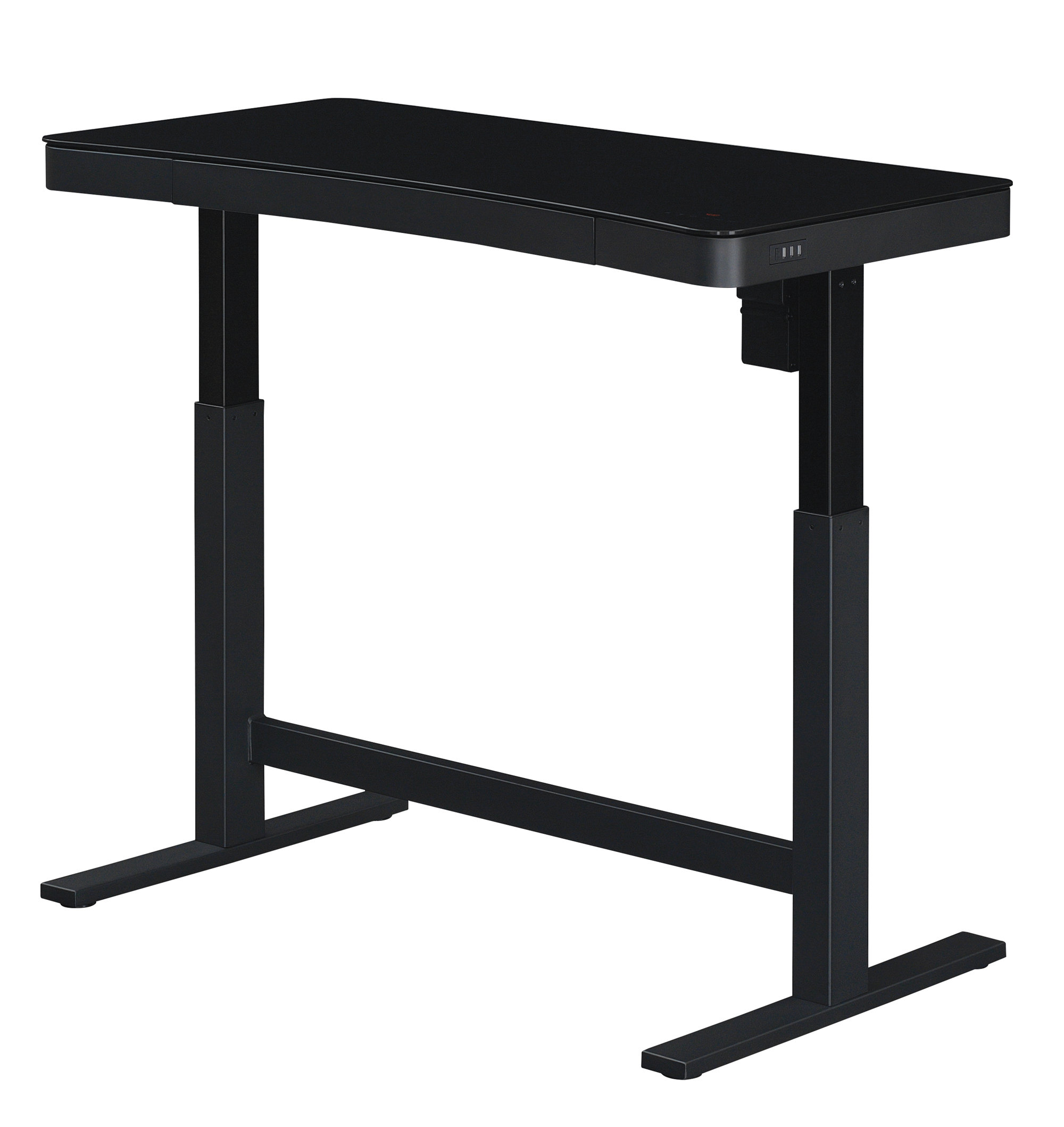 Babin Adjustable Glass Top Metal Base Standing Desk