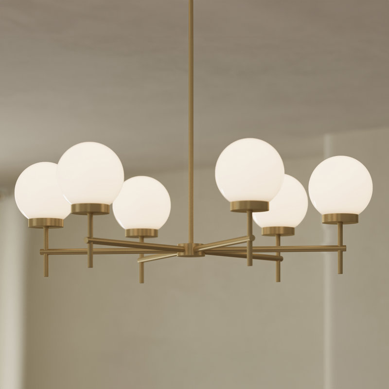 Rigsby Six-Light Brushed Gold Medium Chandelier, Brushed Gold
