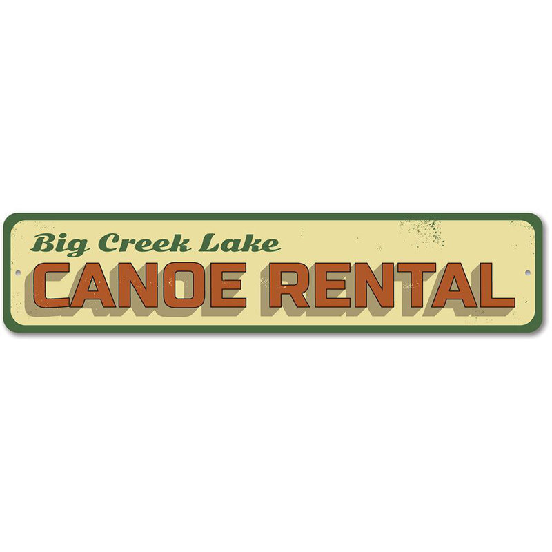 Enseigne en métal Lake Canoe, H 6 po x l 24 po x P 0,06 po
