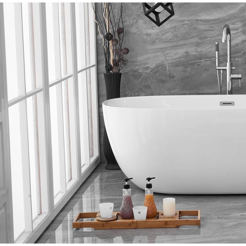 Fredericksburg 70'' x 33.5'' Soaking Acrylic Bathtub, Polished Chrome
