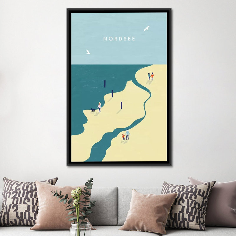 « nordsee », impression sur toile, H 26 po x l 18 po x P 1,5 po, Toile avec cadre noir, Pas de tapis