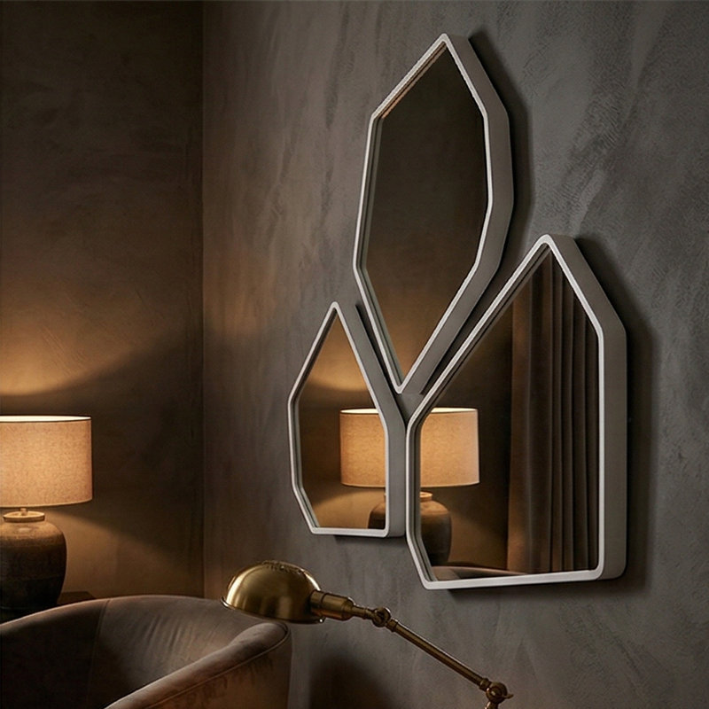 Ensemble de 3 miroirs muraux Callista, Blanc