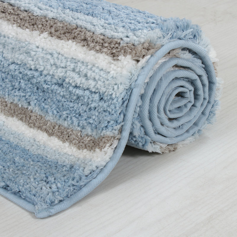 Tapis pour salle de bain Amyr, L 32 po x l 20 po, Bleu