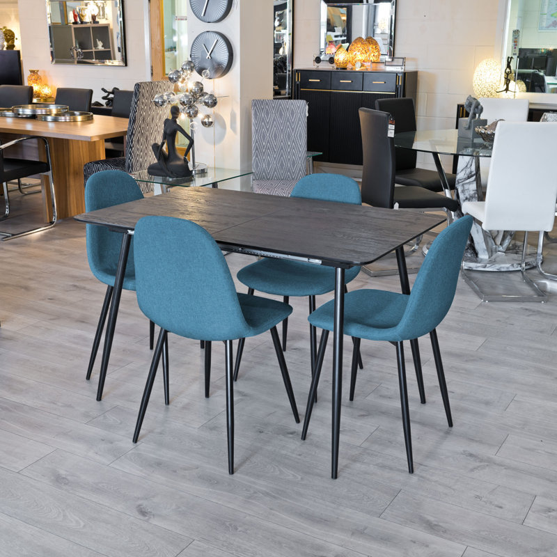 Abbottstown 4 - Person Dining Set, Black, Navy