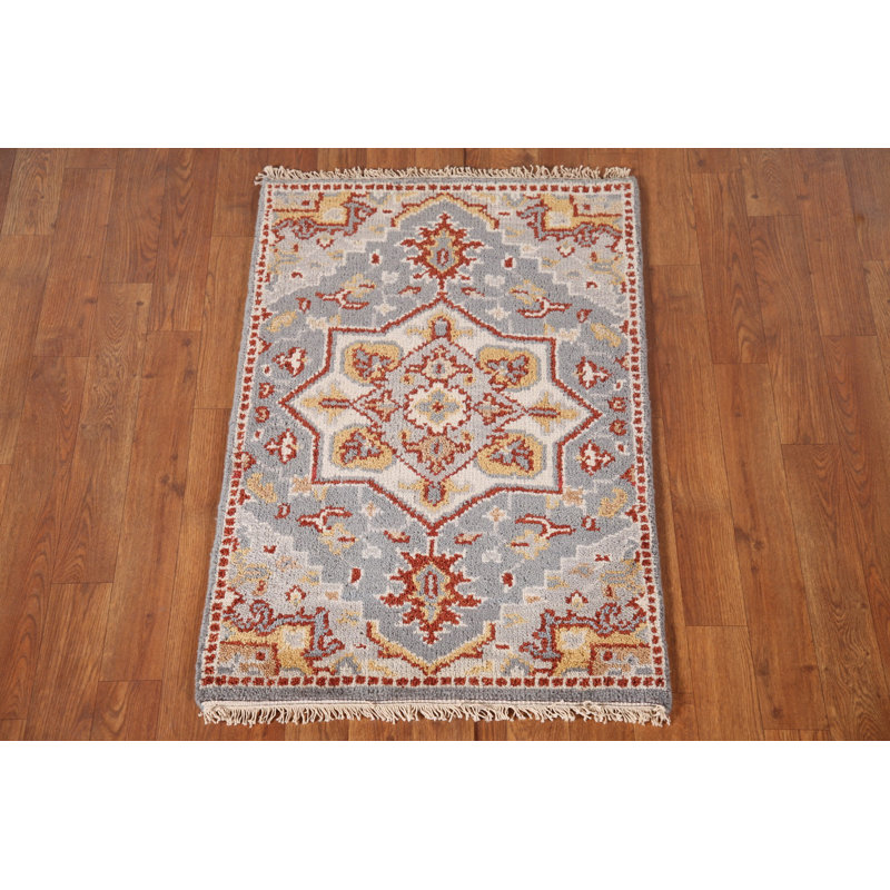Tapis indien argenté gris Kazak 2x3
