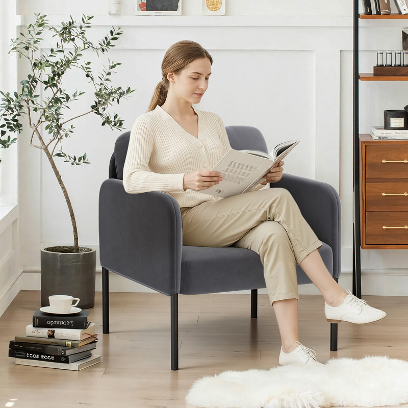 Velvet Armchair, Grey