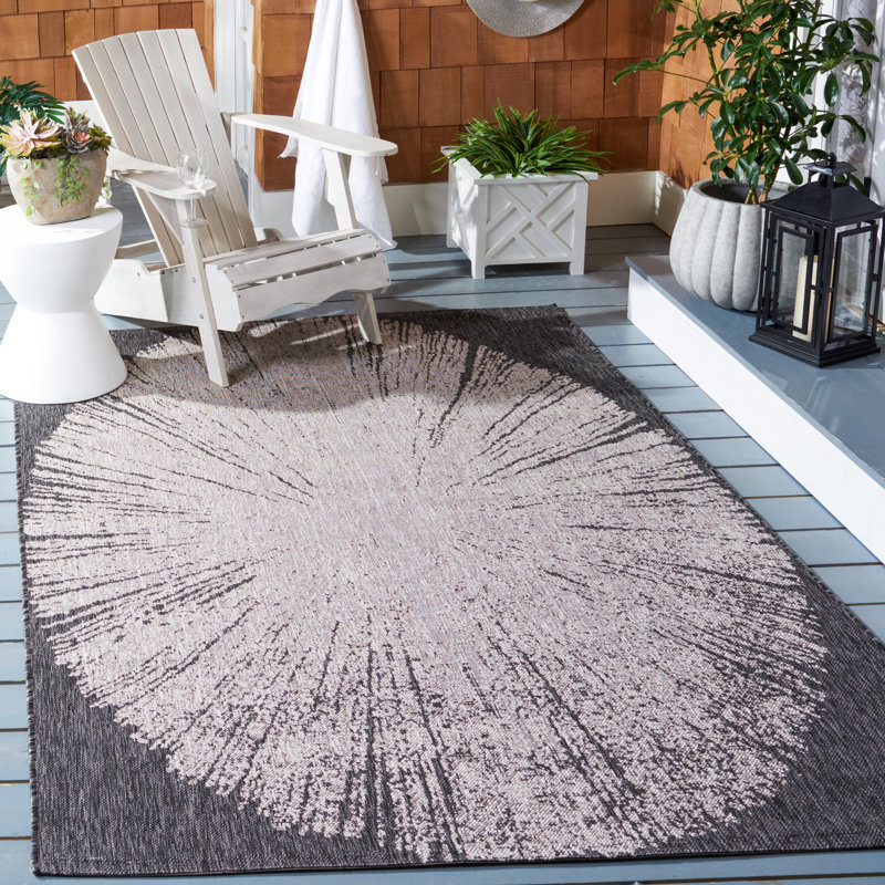 Tapis intérieur / extérieur abstrait Damine Performance, Rectangle 4 pi x 5 pi 7 po