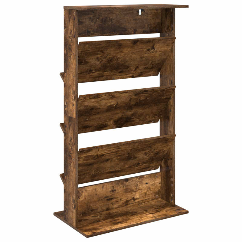 Wood Free Standing Magazine Rack, Smoked Oak