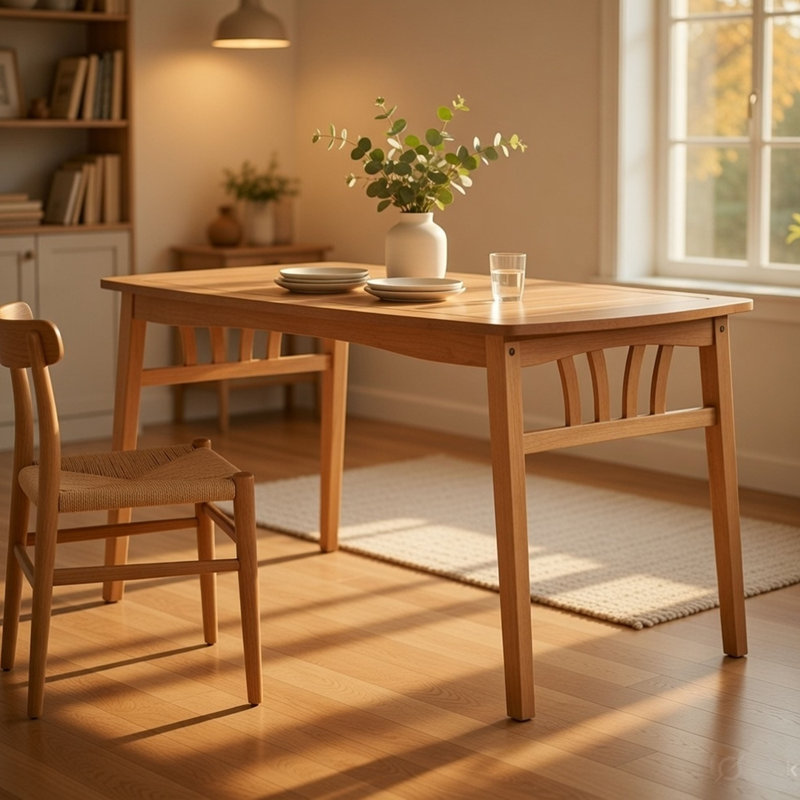 Table de salle à manger extérieure avec trou pour parasol Heno, 59 po, brun clair