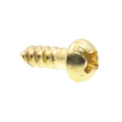 Wood Screws, Round Head, Phillips Drive, #6 X 1/2 in., Solid Brass (25 Pack)