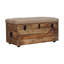  Banc de rangement rembourré en cuir véritable beige et brun de 35 pouces avec dessus en cuir massif capitonné