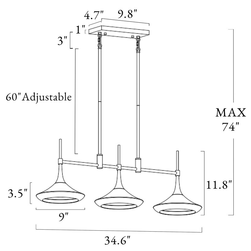 Justyce 3 - Light Kitchen Island Pendant