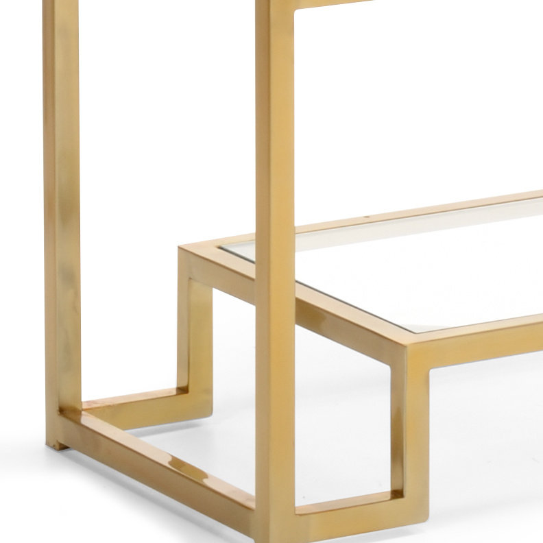 Hampton 35.8 " W Shelving Unit, Antique Brass