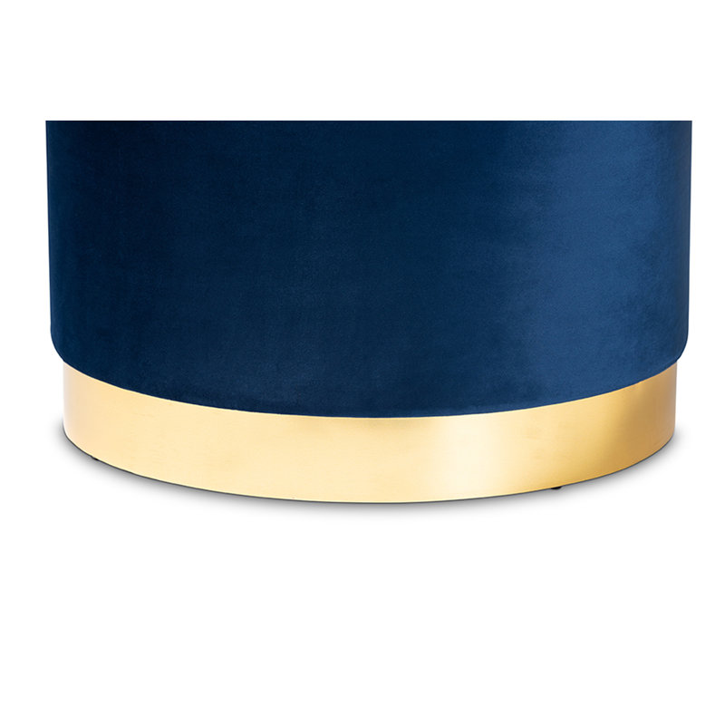 Asuncion Velvet Ottoman, Navy Blue